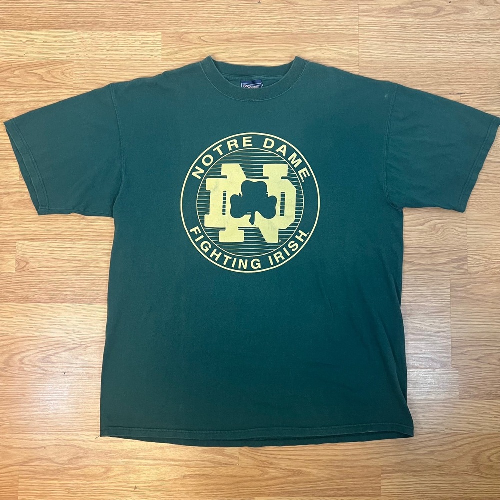Vintage JanSport Notre Dame Fighting Irish T-Shirt XL Green NCAA College Tee